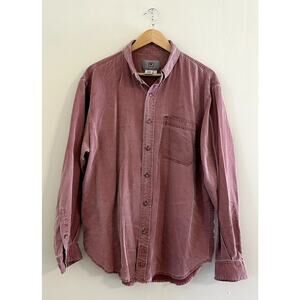 Vintage Light Red Territory Ahead Silk Cotton-blend Button-up Shirt Men's Large